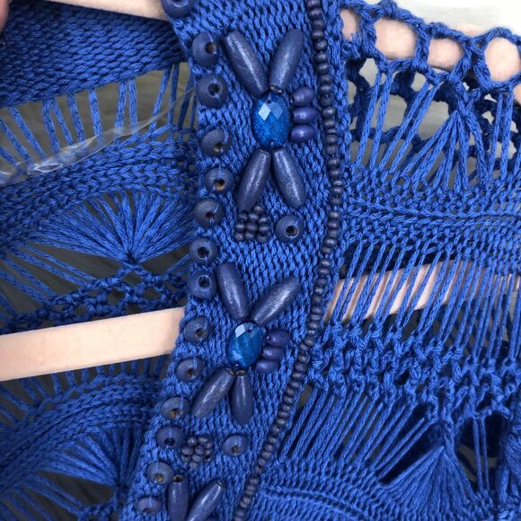 Chico’s Royal Blue Jodi Popover Crocheted Top w/Jewel V-Neck SZ 1 - Picture 8 of 9